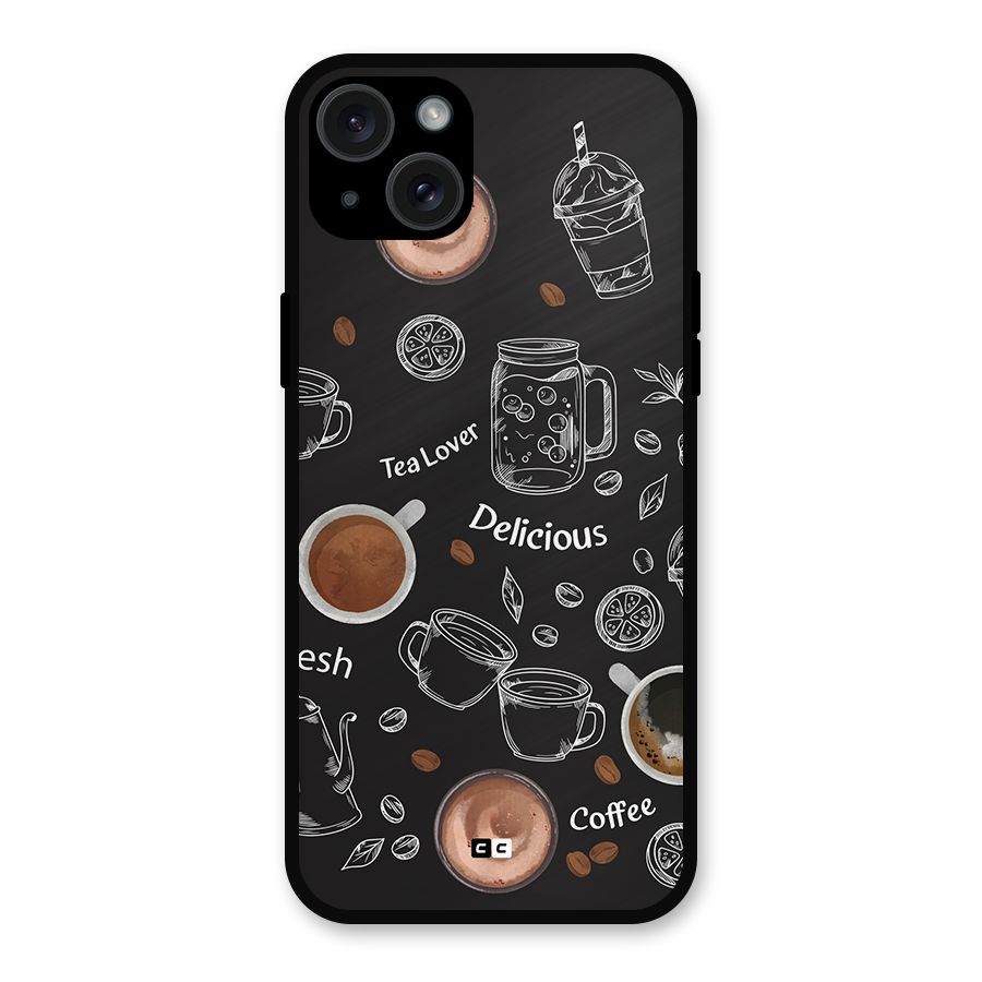 Tea And Coffee Mixture Metal Back Case for iPhone 15 Plus