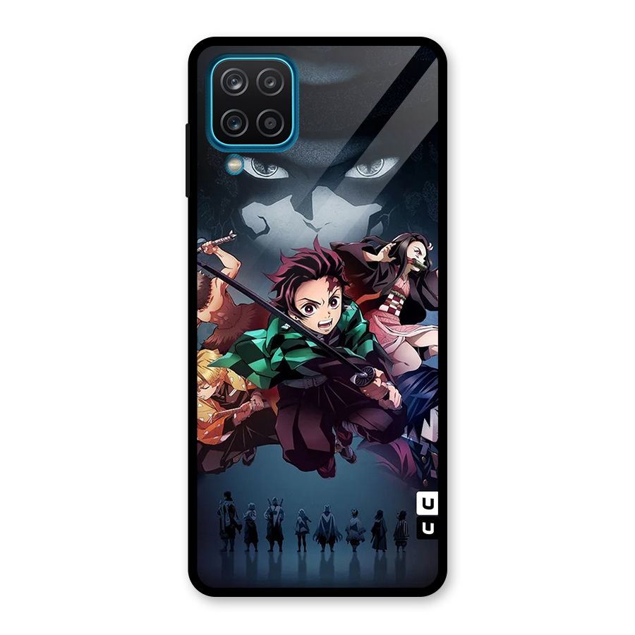 Team Demon Slayer Glass Back Case for Galaxy A12