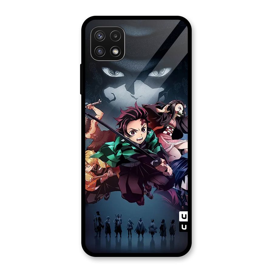 Team Demon Slayer Glass Back Case for Galaxy A22 5G