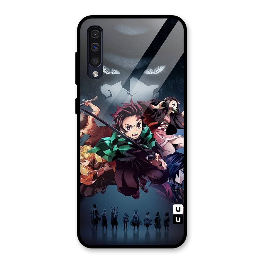 Team Demon Slayer Glass Back Case for Galaxy A30s
