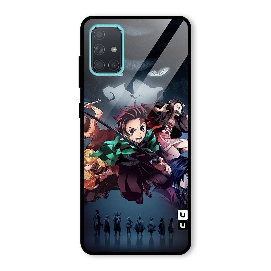 Team Demon Slayer Glass Back Case for Galaxy A71