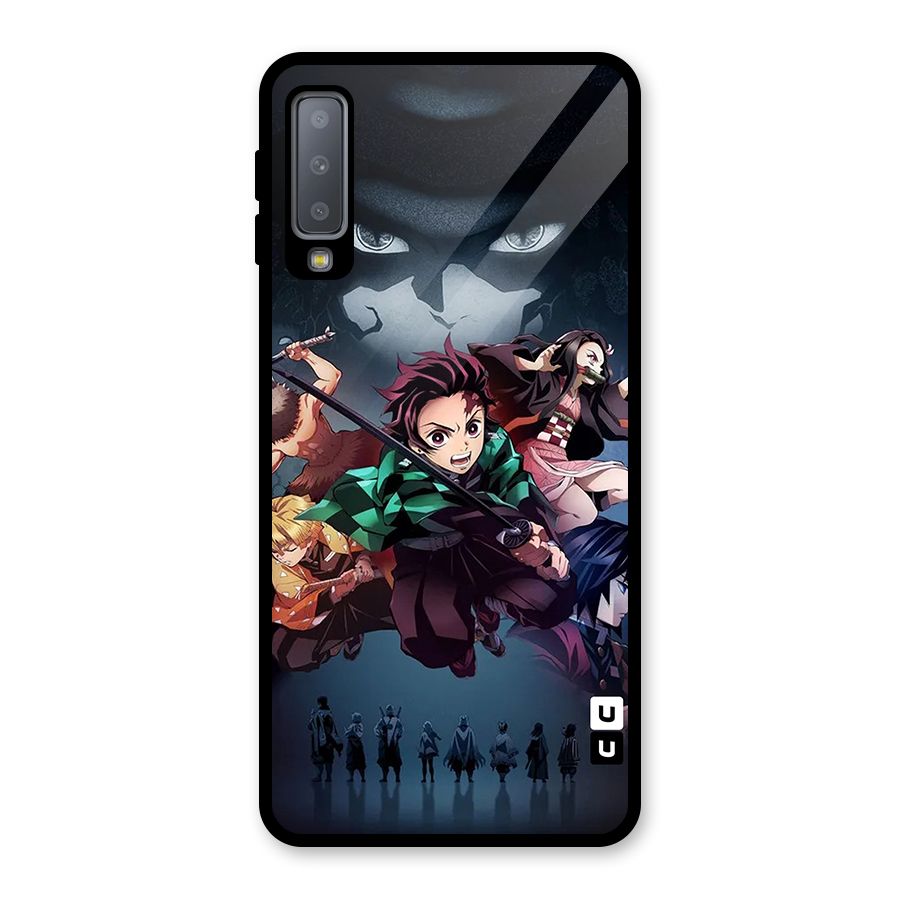 Team Demon Slayer Glass Back Case for Galaxy A7 (2018)