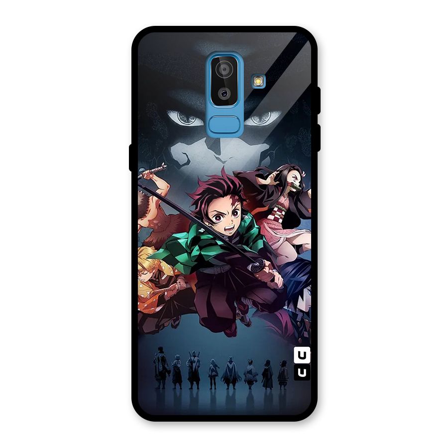 Team Demon Slayer Glass Back Case for Galaxy J8
