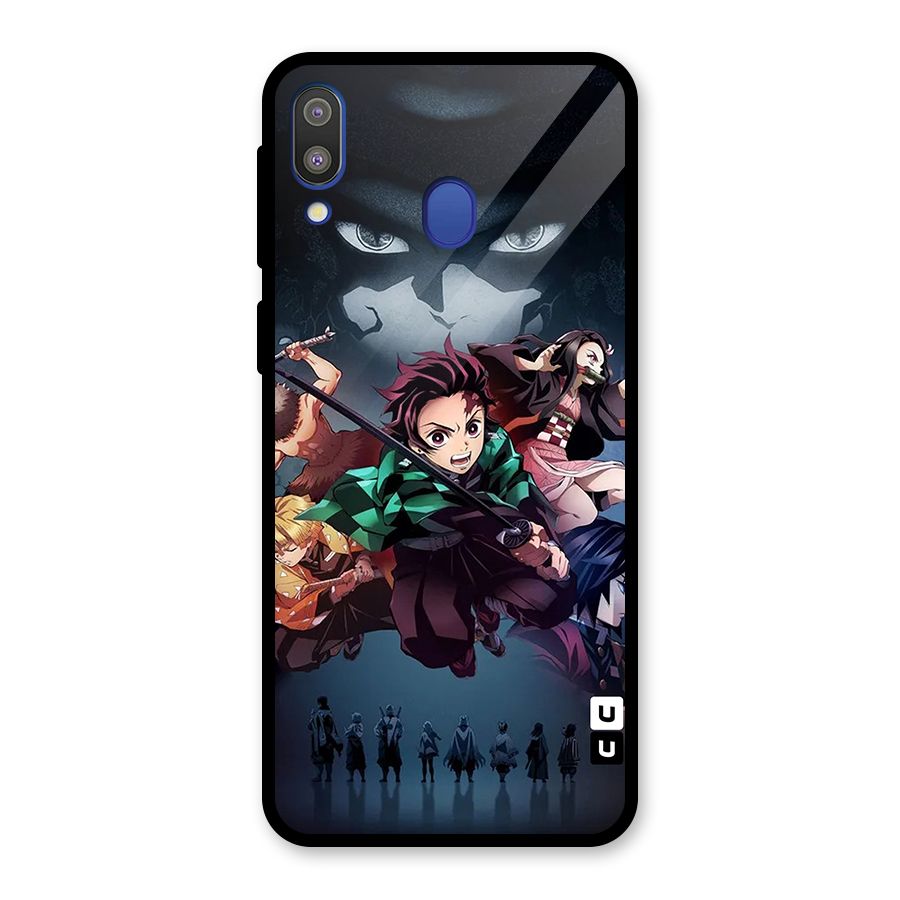 Team Demon Slayer Glass Back Case for Galaxy M20
