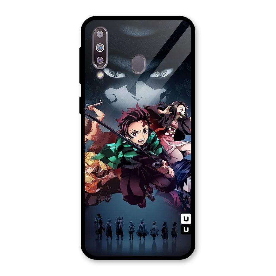 Team Demon Slayer Glass Back Case for Galaxy M30
