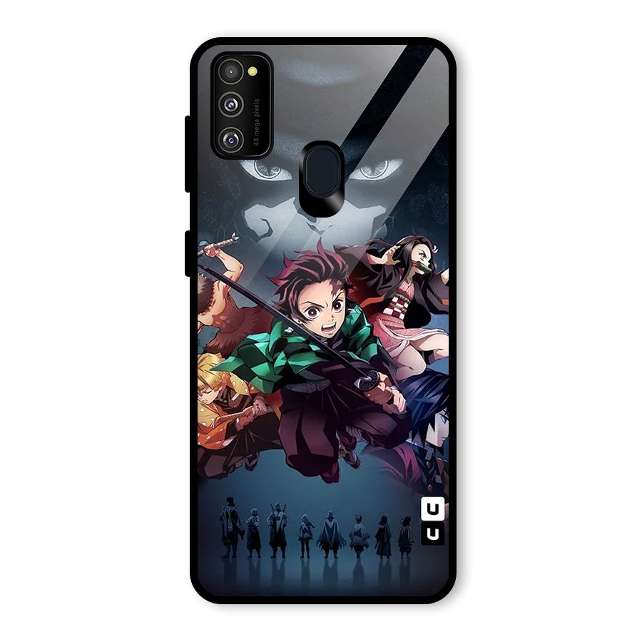 Team Demon Slayer Glass Back Case for Galaxy M30s