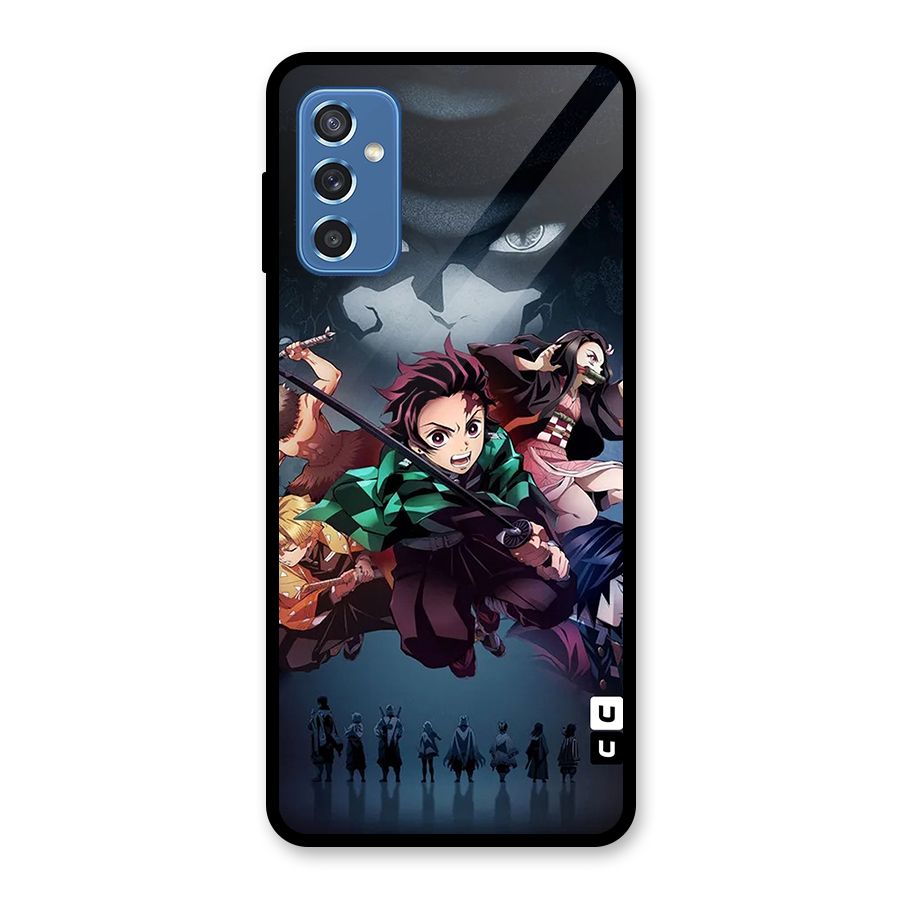 Team Demon Slayer Glass Back Case for Galaxy M52 5G