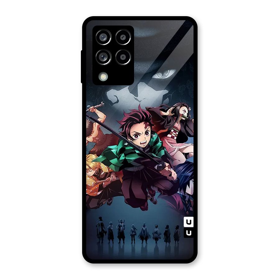 Team Demon Slayer Glass Back Case for Galaxy M53 5G