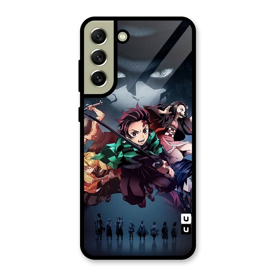 Team Demon Slayer Glass Back Case for Galaxy S21 FE 5G