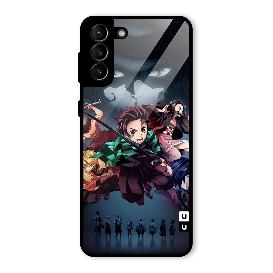 Team Demon Slayer Glass Back Case for Galaxy S21 Plus