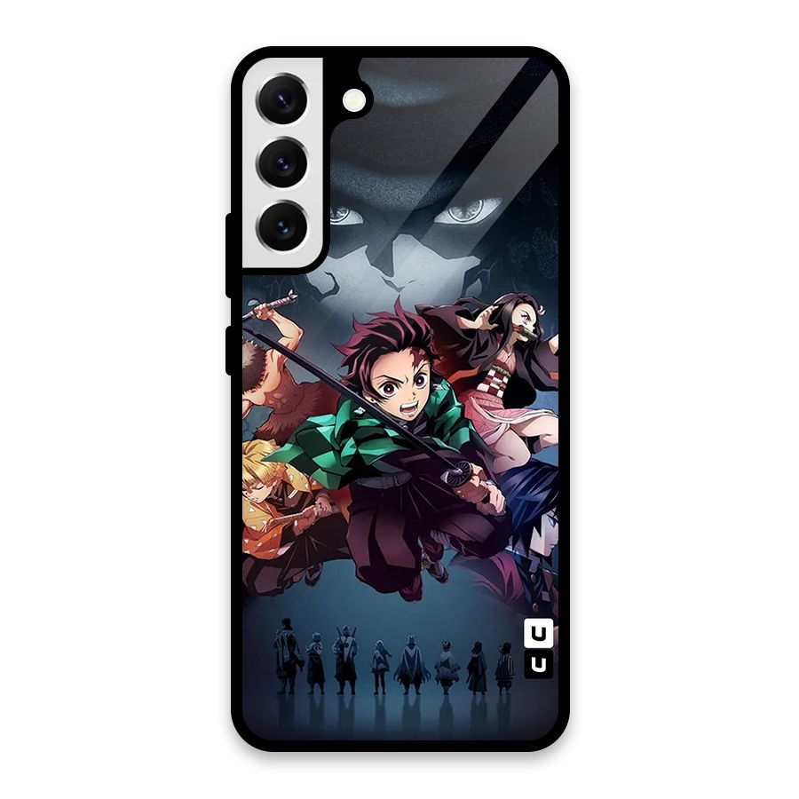 Team Demon Slayer Glass Back Case for Galaxy S22 Plus 5G