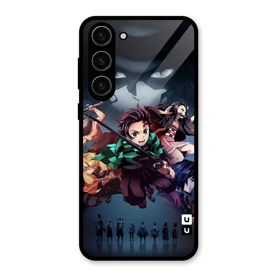 Team Demon Slayer Glass Back Case for Galaxy S23 Plus