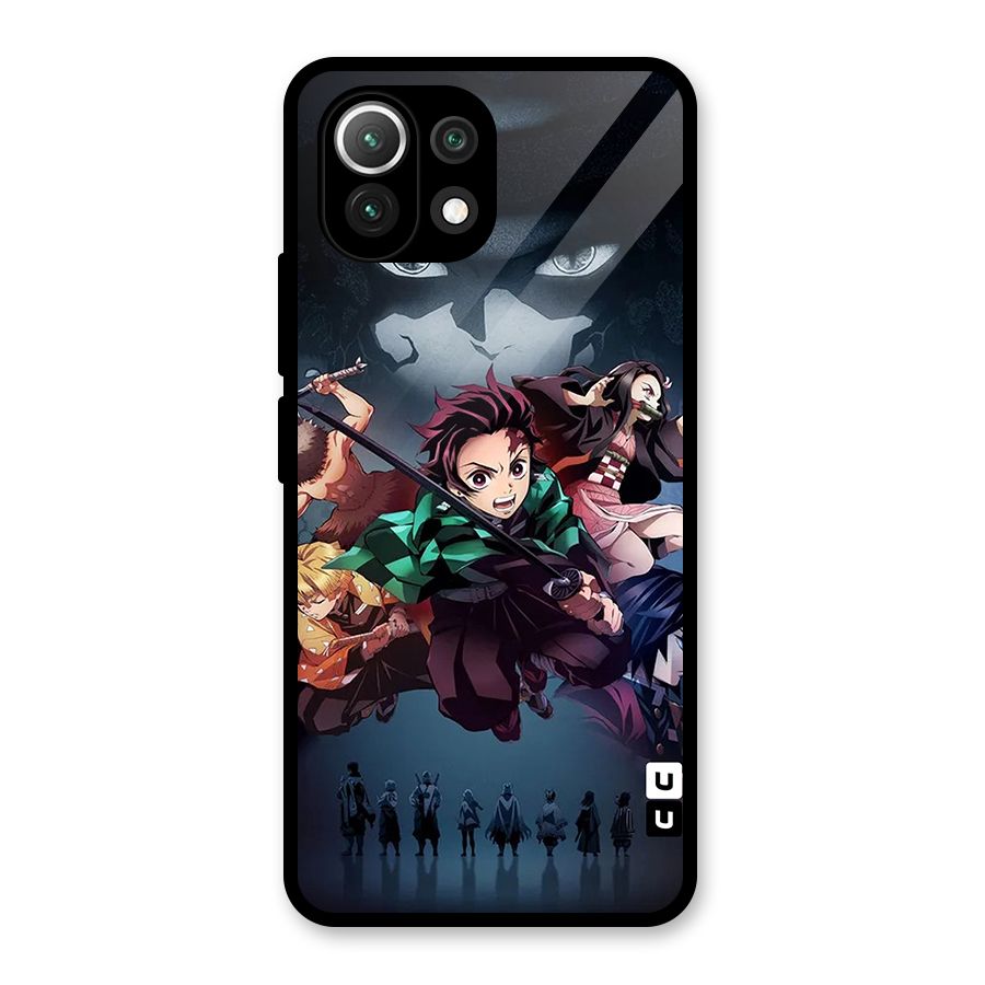 Team Demon Slayer Glass Back Case for Mi 11 Lite