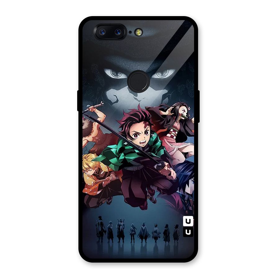 Team Demon Slayer Glass Back Case for OnePlus 5T