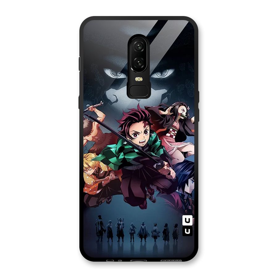 Team Demon Slayer Glass Back Case for OnePlus 6