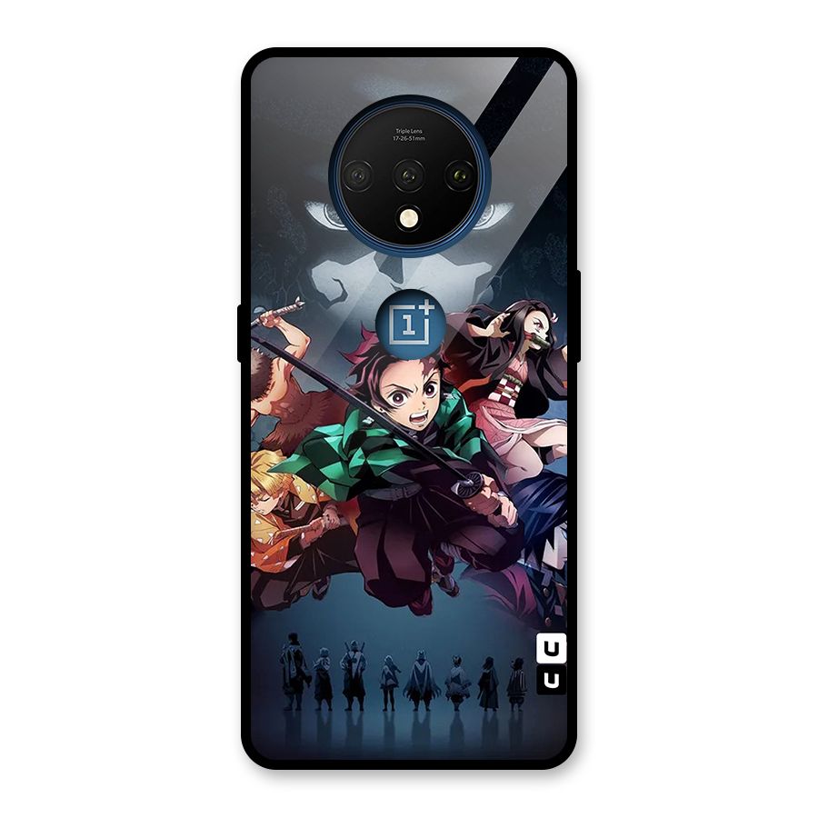 Team Demon Slayer Glass Back Case for OnePlus 7T