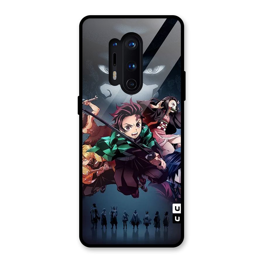 Team Demon Slayer Glass Back Case for OnePlus 8 Pro
