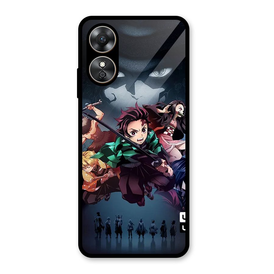 Team Demon Slayer Glass Back Case for Oppo A17
