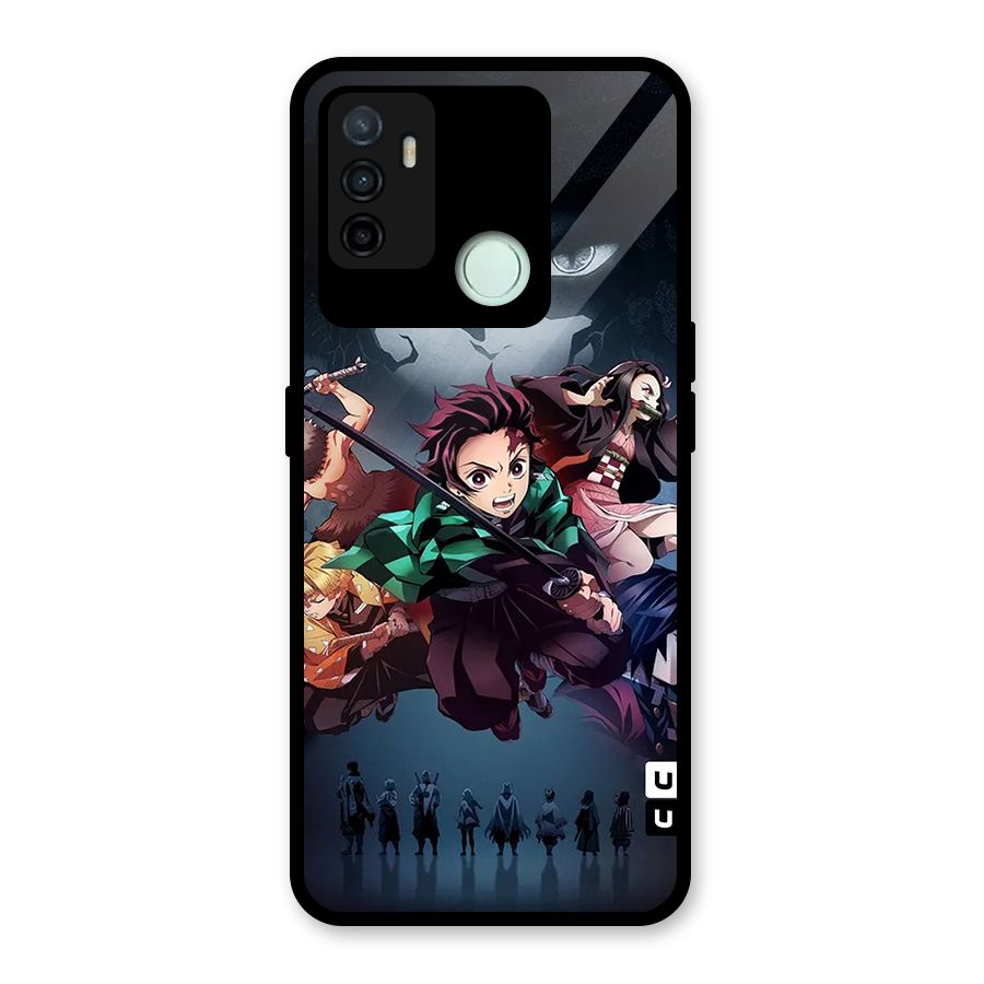 Team Demon Slayer Glass Back Case for Oppo A53