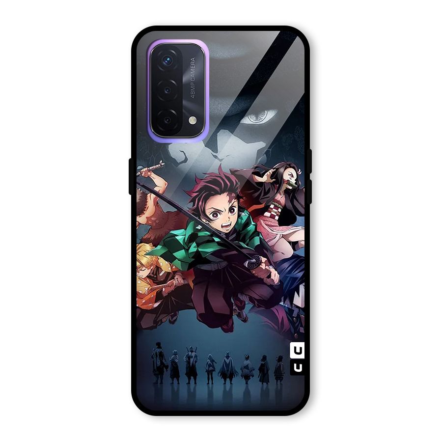Team Demon Slayer Glass Back Case for Oppo A74 5G