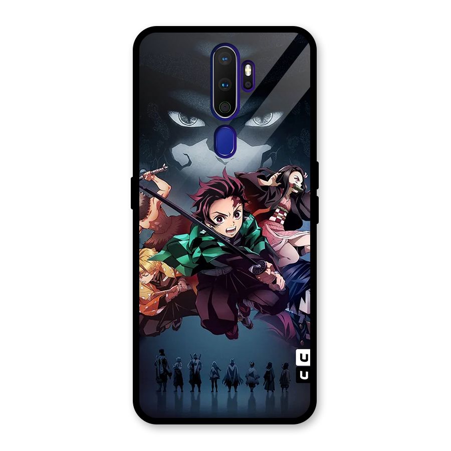 Team Demon Slayer Glass Back Case for Oppo A9 (2020)