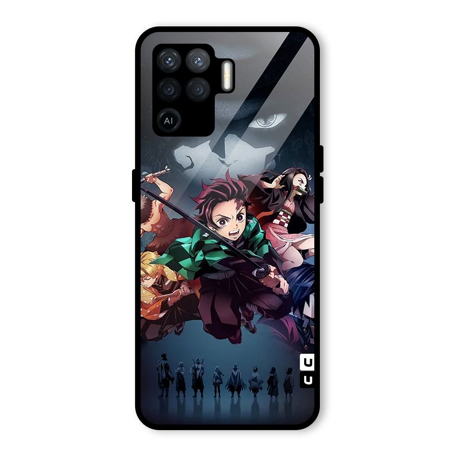 Team Demon Slayer Glass Back Case for Oppo F19 Pro