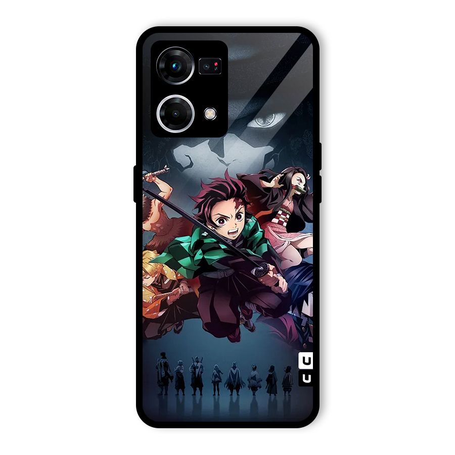 Team Demon Slayer Glass Back Case for Oppo F21 Pro 4G