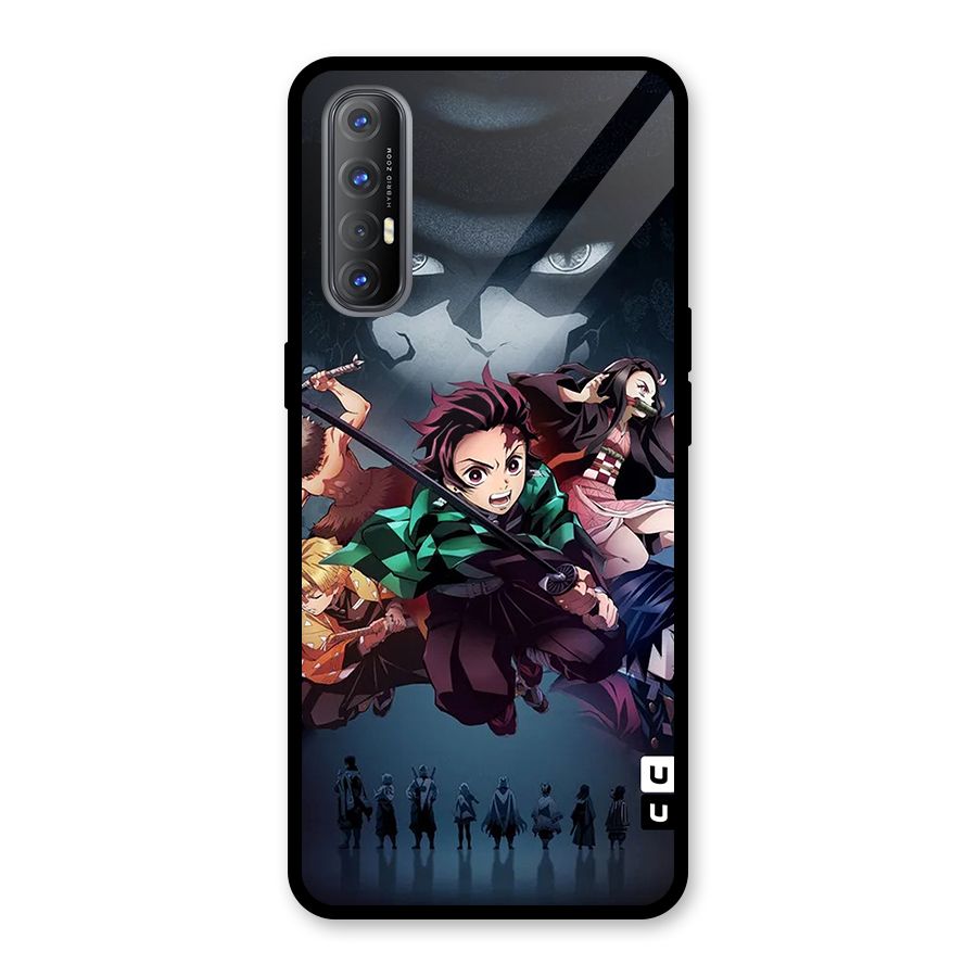 Team Demon Slayer Glass Back Case for Oppo Reno3 Pro