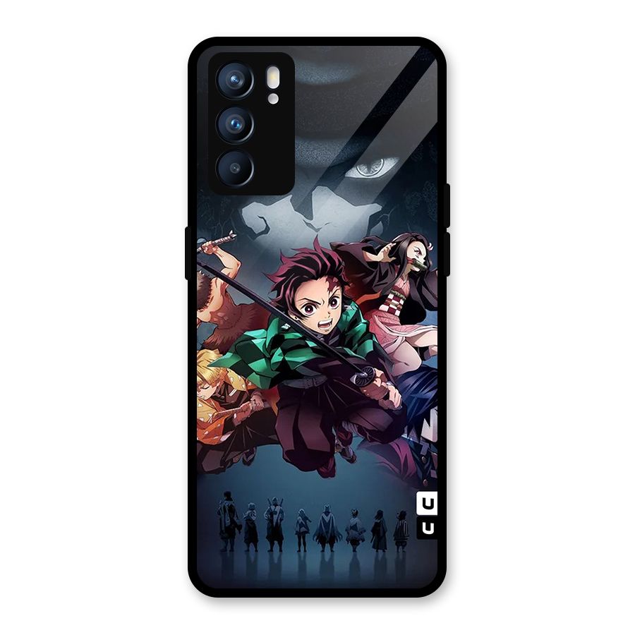 Team Demon Slayer Glass Back Case for Oppo Reno6 5G