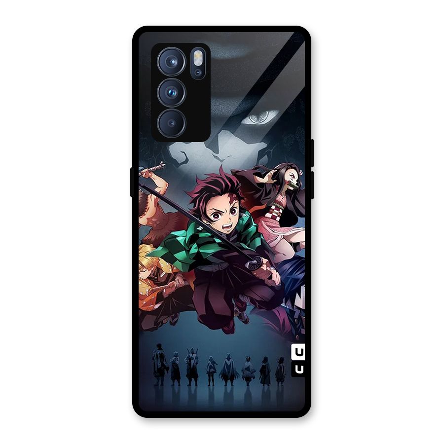 Team Demon Slayer Glass Back Case for Oppo Reno6 Pro 5G