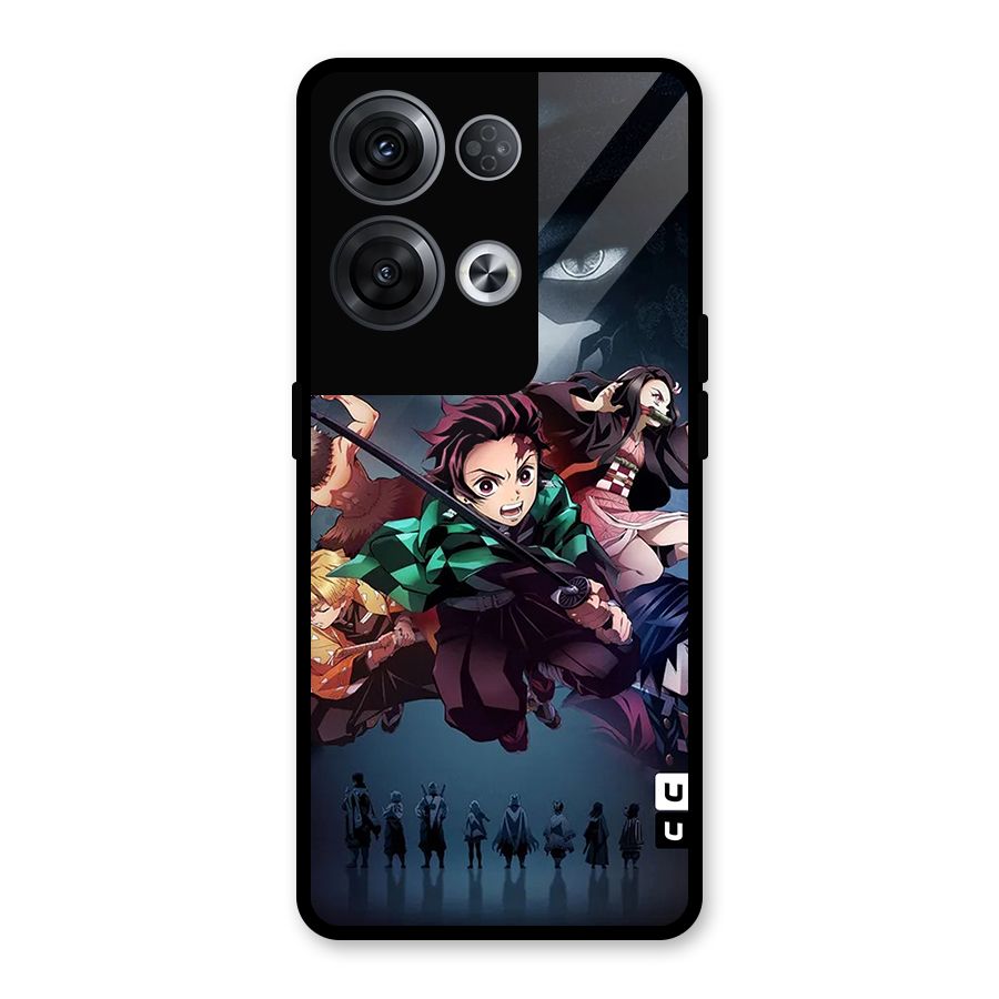 Team Demon Slayer Glass Back Case for Oppo Reno8 Pro 5G