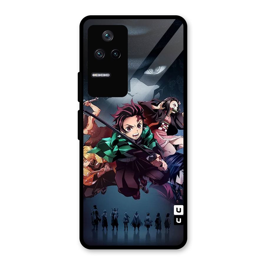 Team Demon Slayer Glass Back Case for Poco F4 5G