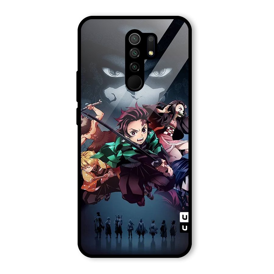 Team Demon Slayer Glass Back Case for Poco M2