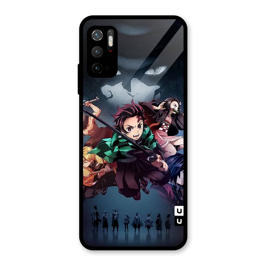 Team Demon Slayer Glass Back Case for Poco M3 Pro 5G