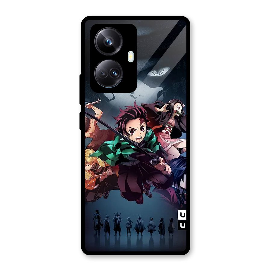 Team Demon Slayer Glass Back Case for Realme 10 Pro Plus