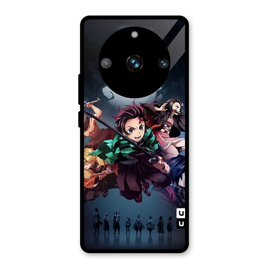 Team Demon Slayer Glass Back Case for Realme 11 Pro Plus