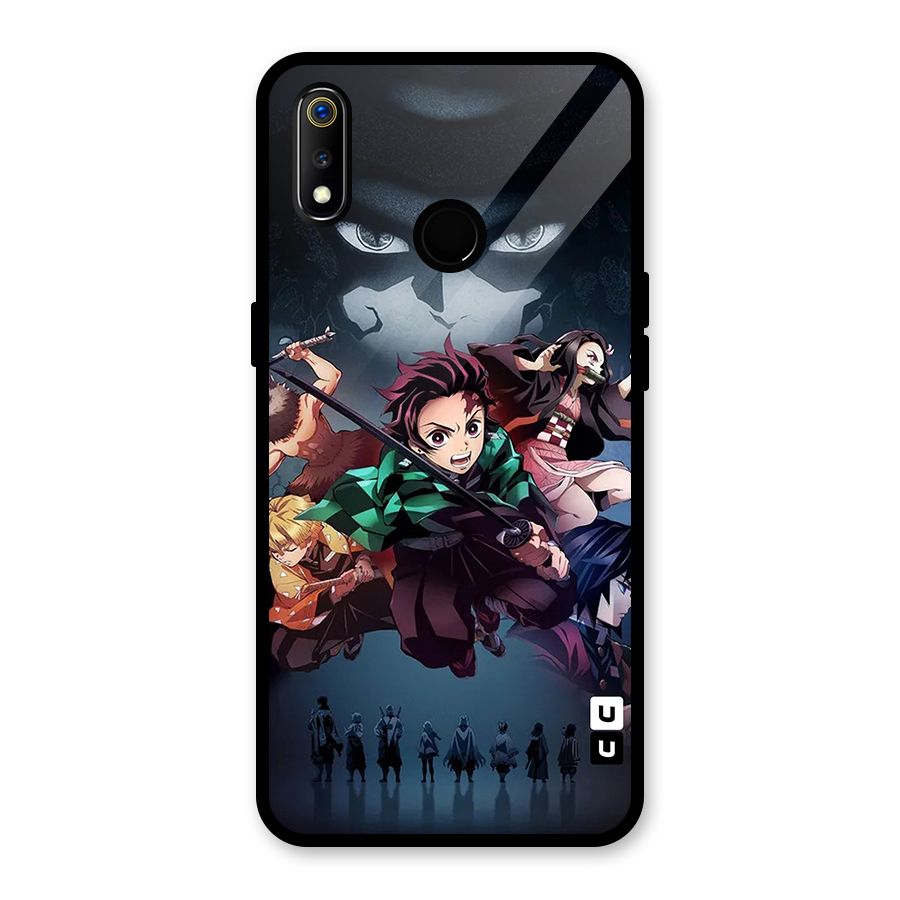 Team Demon Slayer Glass Back Case for Realme 3i