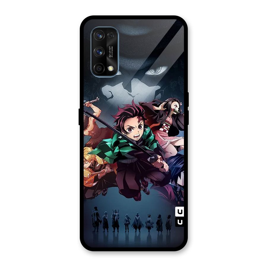 Team Demon Slayer Glass Back Case for Realme 7 Pro