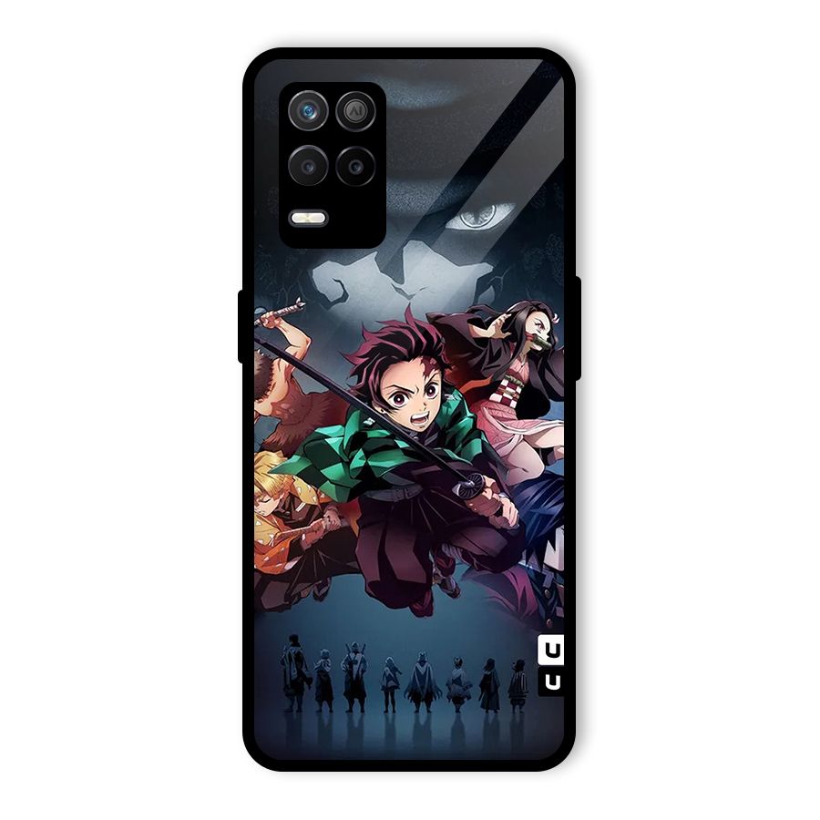 Team Demon Slayer Glass Back Case for Realme 8 5G