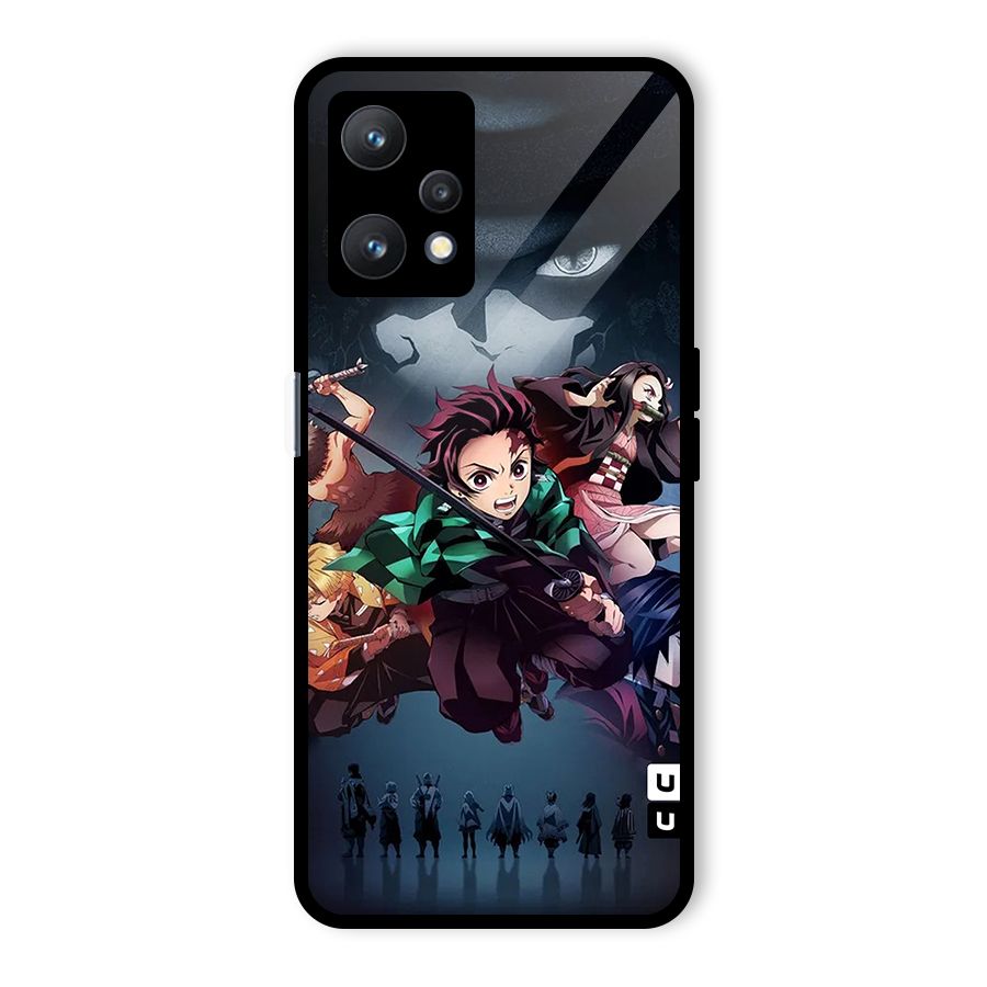 Team Demon Slayer Glass Back Case for Realme 9 Pro 5G