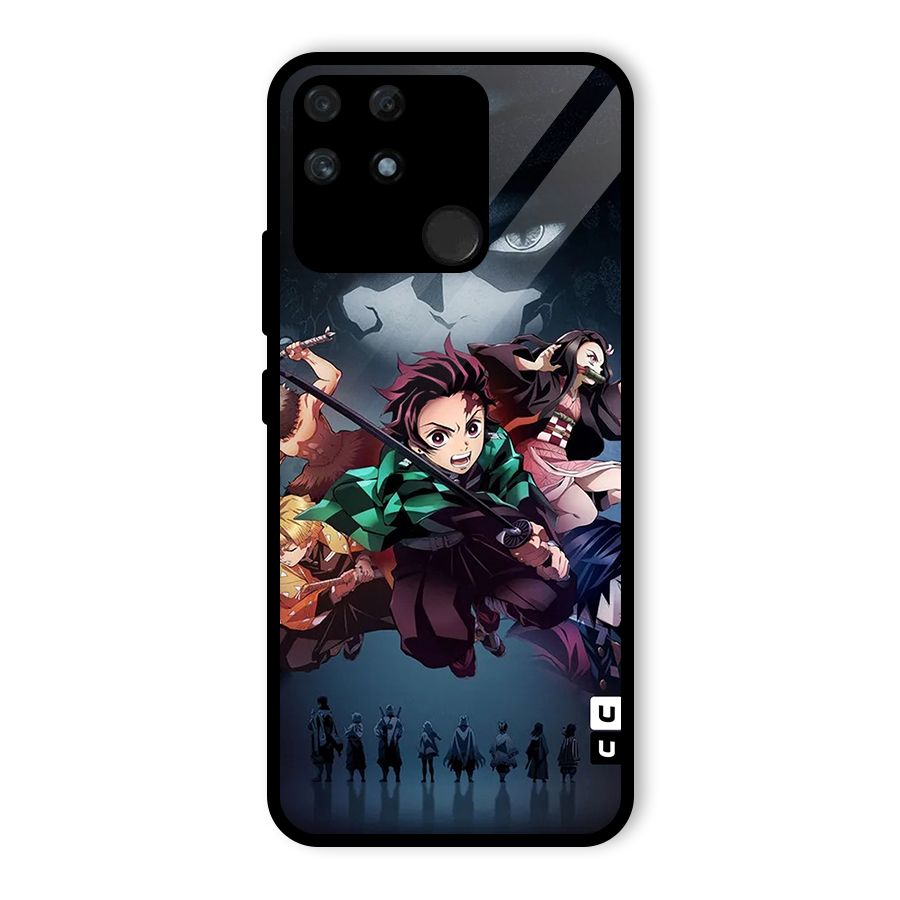Team Demon Slayer Glass Back Case for Realme Narzo 50A