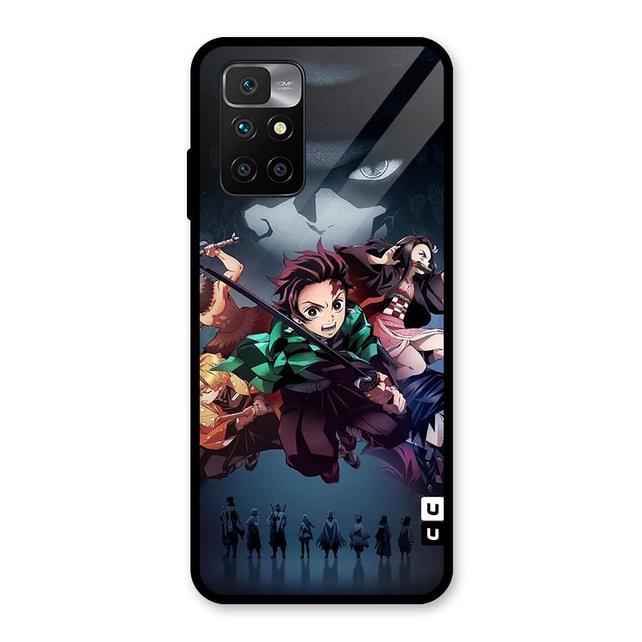 Team Demon Slayer Glass Back Case for Redmi 10 Prime