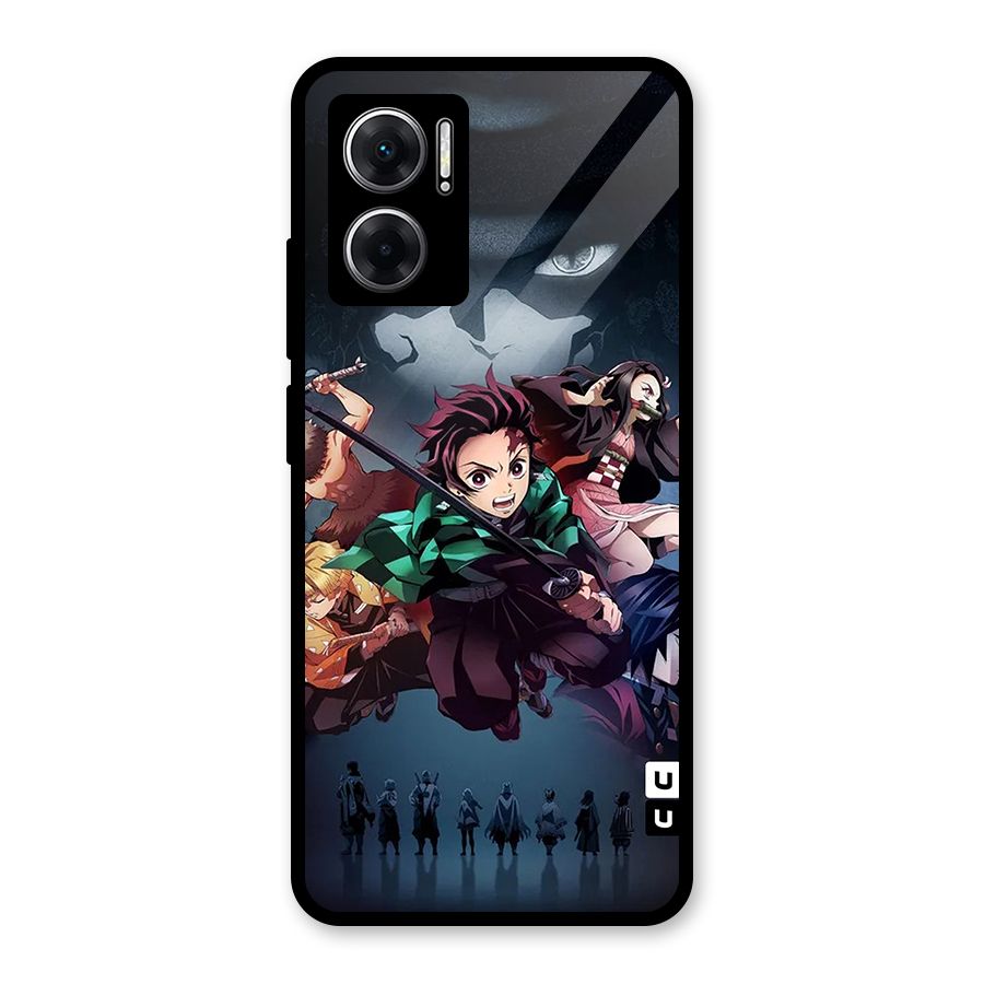 Team Demon Slayer Glass Back Case for Redmi 11 Prime 5G