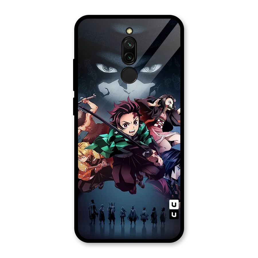 Team Demon Slayer Glass Back Case for Redmi 8