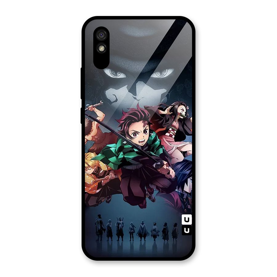 Team Demon Slayer Glass Back Case for Redmi 9A