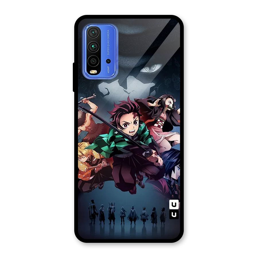 Team Demon Slayer Glass Back Case for Redmi 9 Power