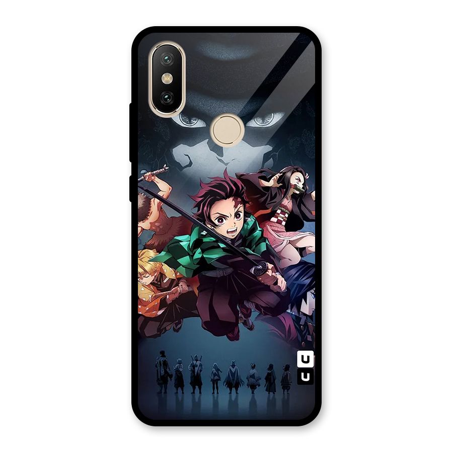 Team Demon Slayer Glass Back Case for Redmi A2