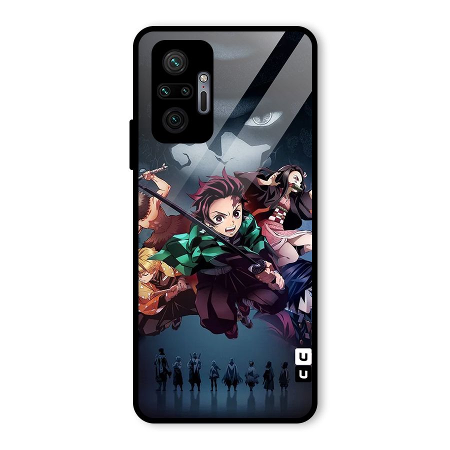 Team Demon Slayer Glass Back Case for Redmi Note 10 Pro Max