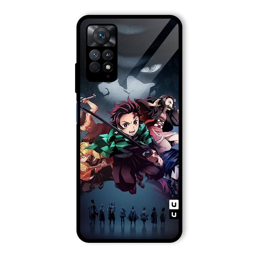 Team Demon Slayer Glass Back Case for Redmi Note 11 Pro