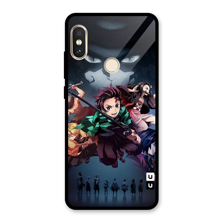 Team Demon Slayer Glass Back Case for Redmi Note 5 Pro